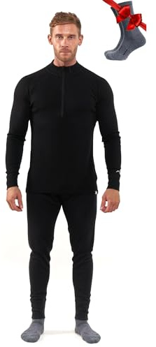 Merino.tech 100% Merino Unterwäsche Herren Set Shirt & Hose + Wandersocken | Leicht/Midweight/Schwer Funktionsunterwäsche, Skiunterwäsche, Thermounterwäsche Set für Wandern, Ski, Outdoor, atmungsaktiv