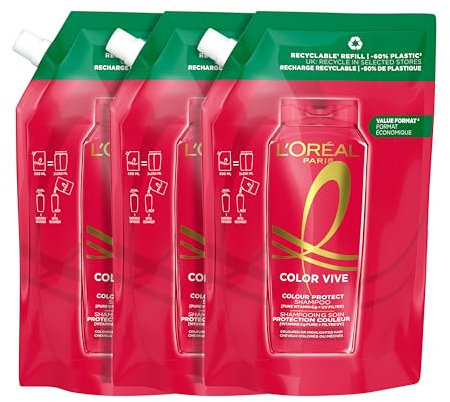 L'Oréal Paris Elvive Color Vive Pack 3 Champú Protector para pelo teñido refill 500ml