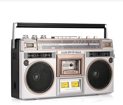Générique Boombox Cassette Rétro, Radio AM/FM, Lecteur CD Style Années 80, Magnétophone Bluetooth Rétro, Prise en Charge des Entrées SD/USB, Haut-Parleur Intégré, Idéal for Les Réunions