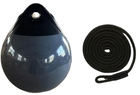 SZLIFE Boa di Ancoraggio a Sfera per Barche con Occhiello, AntiGraffio, Facile da Usare, parabordo a Sfera per Barche con Corda da 1,5 m per attracco e, Corda Nera