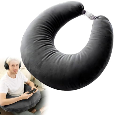 Läskudde för gaming, armstöd stöd bokkudde, U-formad Lap kudde ergonomisk Crealis-kudde, virkkudde, stödkudde i sängen/soffa/golvet för läsning lek arbete virkning, mörkgrå