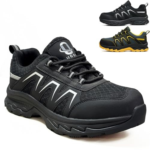UOQC S1 Safety Trainers for Men Women Steel Toe Cap Safety Shoes Non-Slip | Durable Sole Work Shoes Logistics Driver Breathable Comfortable Electronics Static Dissipative Industrial Construction