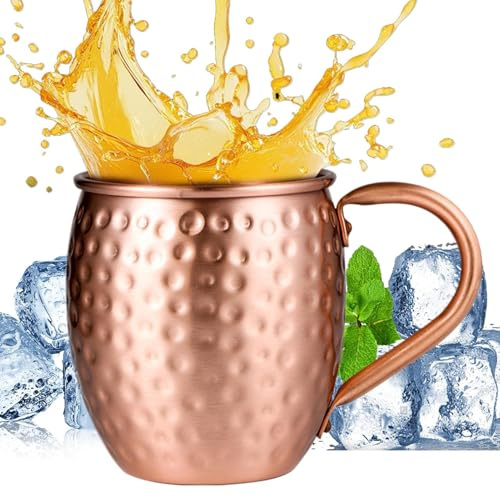 in rame mulle, realizzata a mano, 530 ml, set di bicchieri per bevande, design robusto, da bar portatili, utensili da cucina affidabili per acqua potabile, tea party, eventi