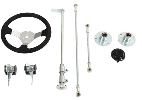 Tomantery Professionelles Go-Kart-Lenkrad-Set, 300 Mm, Enge Gelenke, Empfindliche Lenkung für 100, 125, 140, 150, Go-Kart, Quad, Metall