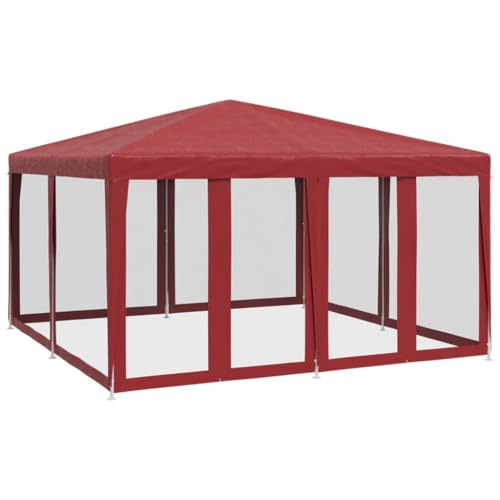 Kaorsrow Tente de réception avec 8 panneaux latéraux en maille - Rouge - 4 x 4 m - En polyéthylène haute densité - Résistant aux UV - Pour chapiteau, camping, mariage, jardin, balcon et événements en