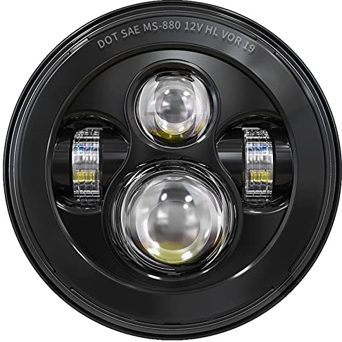 BICYACO DOT 7 Inch Motorcycle LED Headlight Headlamp Compatible with Harley Davidson Electra Glide Street Glide Fat Boy Road King Heritage Softail Switchback Black