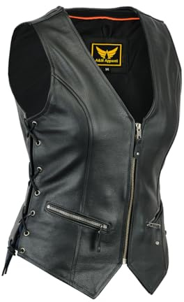 A&H Apparel Women Motorcycle Biker Classic Vest Genuine Cowhide Leather Vest With Gun Pocket (XX-Large)
