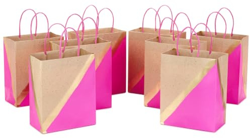 Hallmark 5EGB6099 Geschenktüten-Set, mittelgroß, steifer Griff, Pink, 8 Stück Geschenktasche, Papier