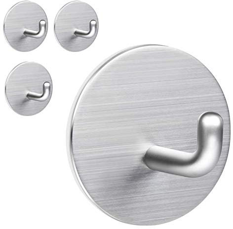 SMBOX Self Adhesive Hooks, Heavy Duty Stainless Steel Sticky Hanger, Waterproof Hanging Holder Stick on Wall, Door, Closet, Bathroom, Bedrooms, Kitchen for Towel, Coat, Tea Towel, Clothes