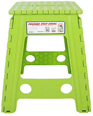 Ymiko Sgabello Pieghevole Portatile in Plastica Resistente per Interni Esterni con Superficie Antiscivolo e Manico per Facile Trasporto per Escursionismo, Pesca, Uso Domestico