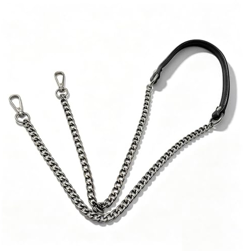 WJUAN PU Leder- Kettenriemen, Kette Trageriemen Größe Gesamtlänge 120 cm Gelten für Damen Handtaschen Umhängetasche Geldbeuteln (Schwarz)