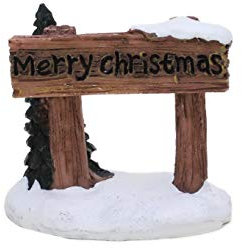 Toyland® Mini décoration de Noël en résine - Accessoires de scène de village - Figurines de Noël (panneau Merry Christmas 4 cm x 4 cm)