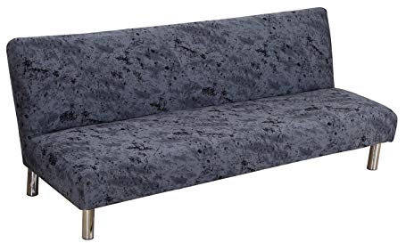 Sofabezug ohne Armlehnen, elastisch, waschbar, Batik-Optik, universeller Sofa-Schonbezug für Klappsofas und Sofas ohne Armlehnen (dunkelgrau)