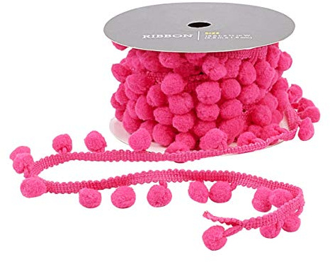 PandaHall 5 Yards/4,5m Pom Poms Bälle Fransenbesatz, Bastel-Nähband Pom Poms Quaste Spitze für Kleidung Kissen Vorhänge Heimwerker-Nähzubehör, 5mm breit, Kirschrot