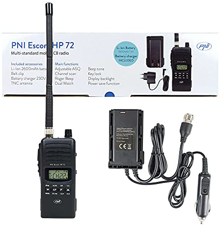 Radio Escort CB 72 CB PNI avec Adaptateur Secteur 12V-24V et antenne Externe