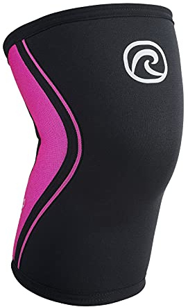 Rehband Kniebandage 3mm Neopren, leichte Kniebandage für Damen & Herren, Bandage Knie für Ausdauersport, atmungsaktive Sportbandage, Farbe:Pink, Größe:S