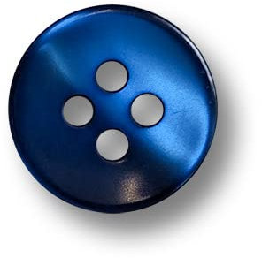 Knopfparadies - 12er Set dunkelblau schimmernde Blusenknöpfe aus Kunststoff mit vier Löchern. Ø: ca. 10mm!