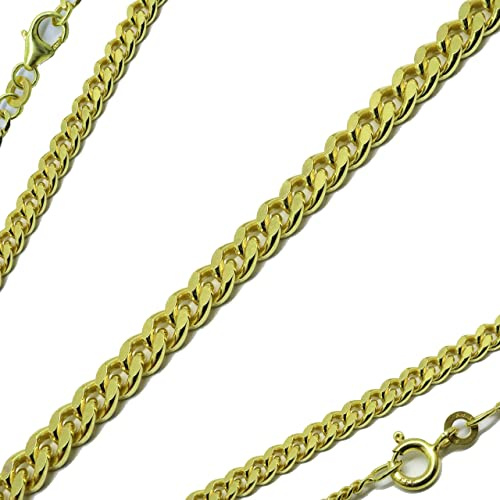 G & J Goldkette Panzerkette flach massiv 333 8Karat 1,10-2,70mm 34-80cm Gelbgold Halskette hochwertiges Gold Collier Made in Germany