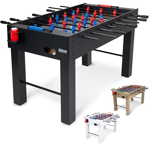 GoSports 54 Inch Full Size Foosball Table - Black Finish - Includes 4 Balls and 2 Cup Holders