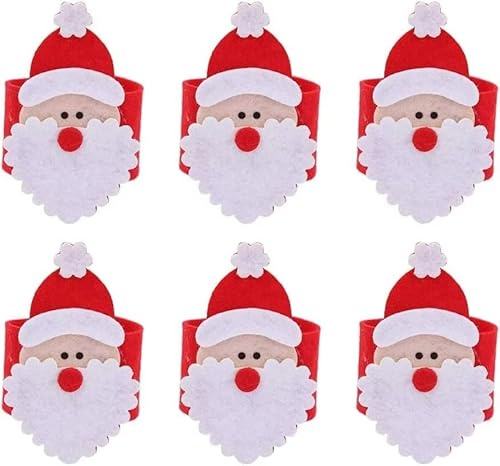 Norhogo 8 Stücke Weihnachten Serviette Ring Serviettenhalter Filz Stoffservietten Ringe für Hochzeit Bankett Party Abendessen Tischdeko Weihnachtsdeko