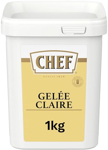 CHEF - Gelée Claire Déshydratée à la Gélatine de Bœuf - Boîte de 1kg | Gélatine en poudre nature pour nappages - Décors et fonds de cuisine - Se délaye à froid - Rendement de 20 litres
