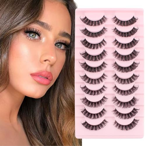 Sixstarhair Falsche Wimpern Natürlich Russian Lashes D Curl 10 Parr | Cat Eye Lashes Flully Volumen Künstliche Wimpern Handgemacht