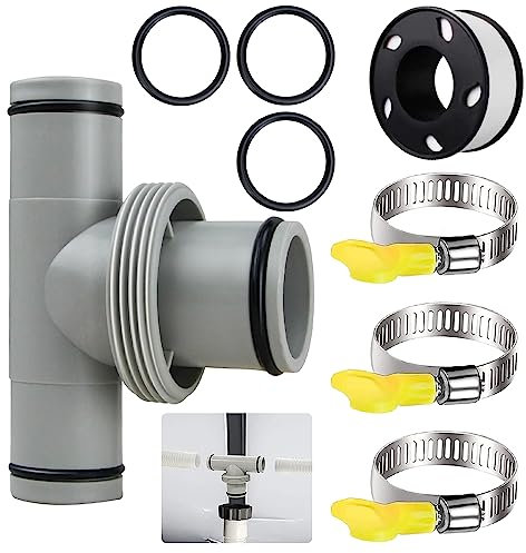 Raccordo Tubo Piscina 38 MM a 32MM,Raccordi a T,Connettore tubo Piscina,Raccordi Piscina Bestway,Per tubo Piscina 38 MM,Contenere 3 Morsetti in Acciaio Inox, 3 Anello di Gomma, 1 20M Castro di Tenuta