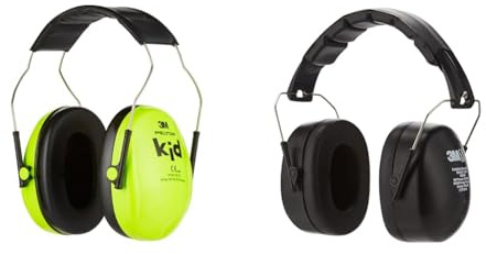 3M PELTOR Kid Gehörschutz Kinder -neongrün- Kapselgehörschutz mit verstellbarem Kopfbügel & 3M Kapselgehörschutz 90563E, Zusammenklappbarer Ohrenschützer