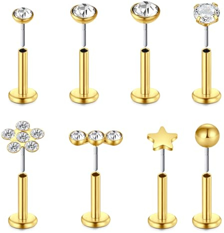 VFUN 16g Chirurgenstahl Labret Lippenpiercing 6mm Tragus Helix Cartilage Lippenpiercings Nasenstecker Earrings Piercing Jewelry