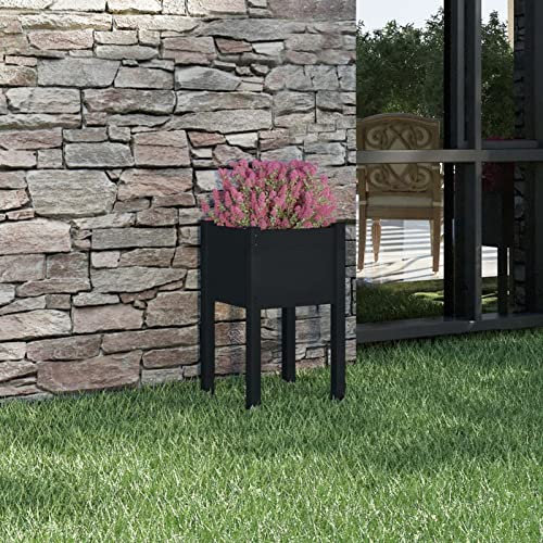 Camerina Jardinière d'extérieur Noir 40x40x70 cm Bois de pin Massif,Jardiniere sur Pieds,Jardiniere Terrasse