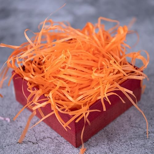 200 Gramm Raffia Füllmaterial Geschreddertes Papier Geschenkfüllung Papierschnitzel für Geschenkbox/Körbe und Karton,Bieten Guten Schutz Dekoration für Geschenke Geschenkverpackung -Orange