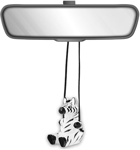 VIPbuy Décoration de voiture en bois 100 % fait main en forme de zèbre à suspendre – Figurine en bois sculpté et peint à la main pour miroir de voiture Accessoires de décoration Cadeaux
