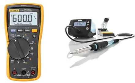 Fluke 117 Digitaler Multimeter, LCD, 6000 Ziffern CAT III 600 V & Weller WE 1010 (T0053298699) 70 W/230 V Digital 1-Kanal-Lötstation, Temperaturbereich 100°C – 450°C