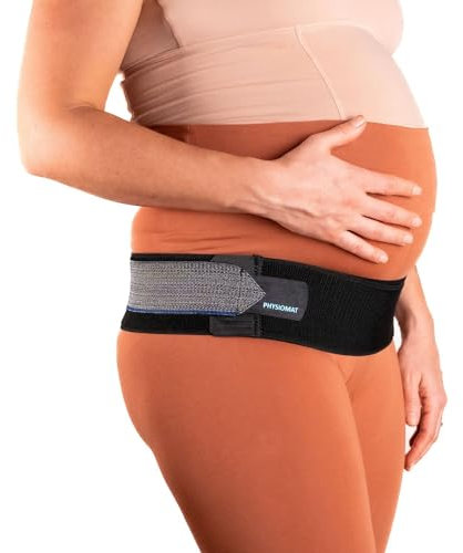 PHYSIOMAT Ceinture Confort - Noir - Soulage Douleurs - Pour Grossesse, Post-Partum, Sport - Hauteur: 8cm - Pour tailles 38 et plus - Eco-Responsable: Fil Recyclé - Fabriquée en France