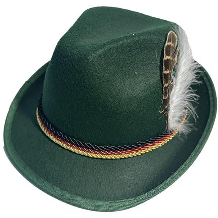 Nybhyjka Trachtenhut mit Feder, bayerischer Trachtenhut, Jägerhut für Oktoberfest, Trachten, Tracht Karneval Oktoberfest Fasching Volksfest