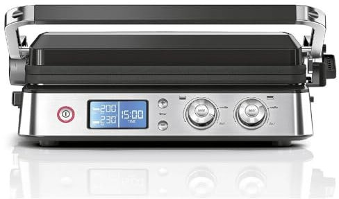 Braun Kontaktgrill CG9040 schwarz/edelstahl Tischgrill Elektrogrill 2000 W, Teflon Antihaftbeschichtung, Timer, Digitalanzeige, spülmaschinengeeignete Grillplatte