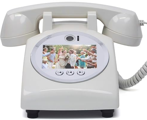 Video & Audio Guest Book Wedding Phone Guestbook Creative Easy to Use & Fun Engagements Anniversaries Baby Showers Graduation (Victorian, Off-White)