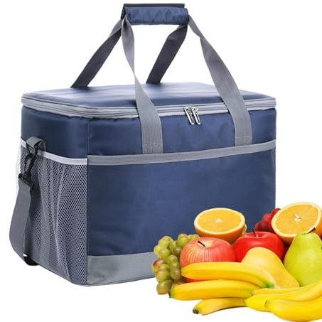 Boîte à déjeuner - Grande boîte isotherme de 33 l - Sac isotherme étanche pour la livraison d'aliments - Avec bretelles et poignées - Pour le camping avec des aliments chauds (16,5 cm)