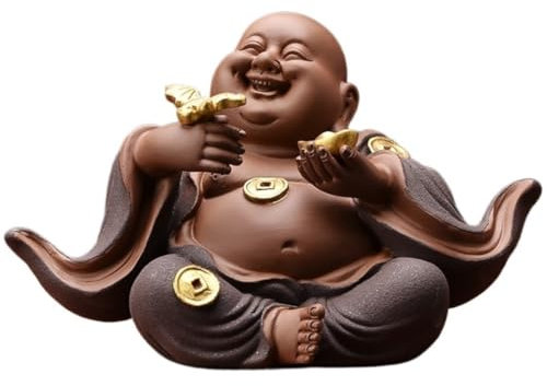 HYKJCSS Buddha Figur Kleine Lachende Buddha-Statue, Glückliche Buddha-Statue, Kleine Niedliche Buddha-Statue, Mönchsfigur, Buddha Buddha Deko(B)