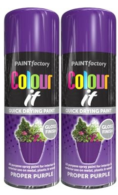 YSAMAX All Purpose Purple Spray Paint, Gloss Finish, Aerosol Form, Fast-Drying Formula, Both Indoor And Outdoor Conditions, Long-Lasting Performance, 250ML, (2PCS)