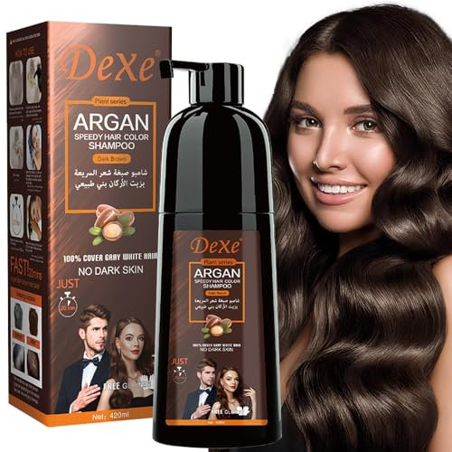 Instant Black Hair Shampoo 420ml - Semi-Permanente schwarze Haarfarbe Shampoo für natürliches Haar, hält 30 Tage, schnell wirkende Formel für Männer & Frauen (Dark Brown)