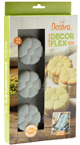Decora 9260441 Decorflex Duo Fiore, in Silicone Platinum Flessibile, con Due stampi con profondità Differenti, Made in Italy, di Alta qualità, per preparazioni Dolci e salate Sia da Forno Che da frigo