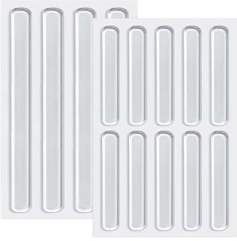 14 Parachoques de Silicone Transparente para Puertas de Gabinetes, Adhesivos Mueble, Tiras de 6,3 cm y 15 cm