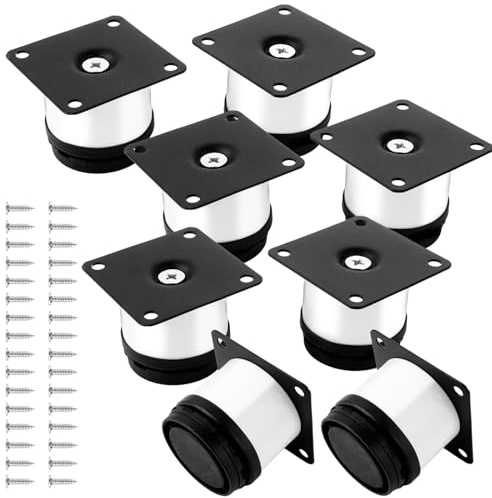 ASelected 8 Stück Möbelfüße Verstellbar Weiß 50mm, Ø 50 mm Runde Möbelfüsse aus Edelstahl Verstellbare Möbelfüße Metall, Schrankfüsse Silber, Sofafüße Metall, Couch füße für Möbel Projekt