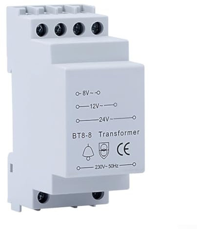 Doorbell Transformer For All Doorbells, BT8-8 DoorBell Transformer 230V Input Output 8V/12V/24V, For Wired Doorbell/Chime