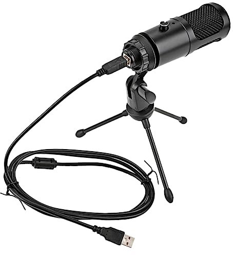 MERRYHAPY Microfono Condensatore Usb in Metallo Microfono Con Treppiede Per Registrazione Streaming e Gioco