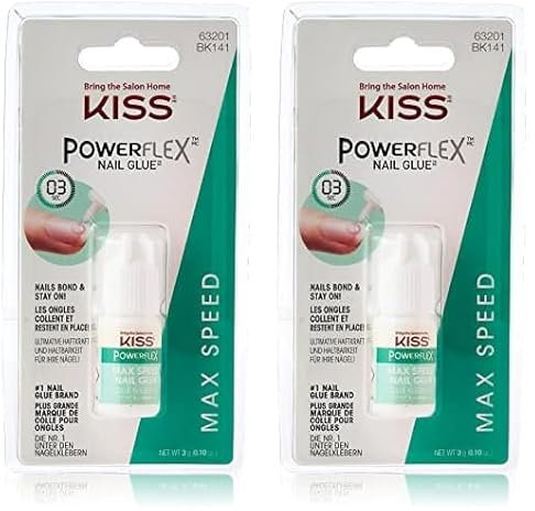 KISS Powerflex Max Speed Fake Nail Glue, Flex Formula for Ultra Hold of False Nails, Instantly Repairs Breaks and Tears, Packaging may vary (Pack of 2)