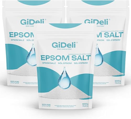 GiDeli Epsom Sale da bagno Sale Epsom 3x 5kg Sale di Epsom solfato di magnesio sale amaro solfato di magnesio eptaidrato puro, qualità farmaceutica. 15 kg