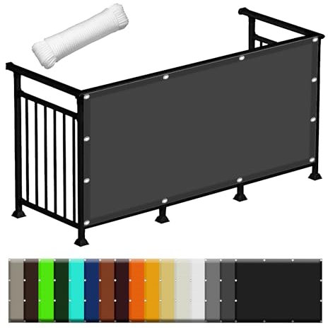 Tenda a Vela Ombreggiante Quadrata 120 x 800 cm Impermeabile/Antivento/Protezione UV 95% Rete Ombreggiante Tenda a Vela Giardino con Corde e Occhiello per Esterno Terrazza, Grigio Scuro
