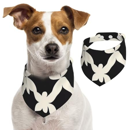 Generic Dreieckstuch für Haustiere, mit schwarzem Aufdruck, niedliches Hundehalstuch, verstellbar, mit Druckknöpfen, für Hunde, Welpen, Katzen